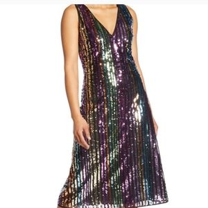 Halogen Atlantic Pacific sequin stripe dress